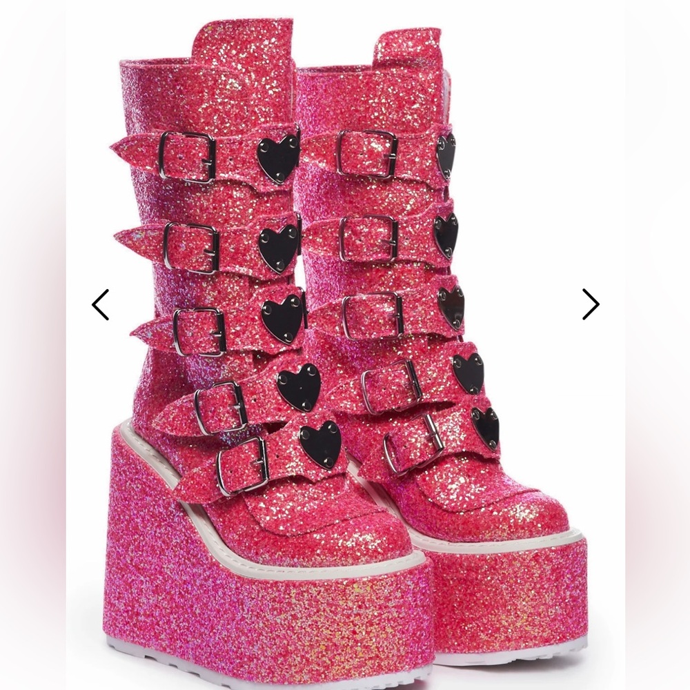 Demonia Hot Pink Glittery Swing-230g Platform Mid… - image 4